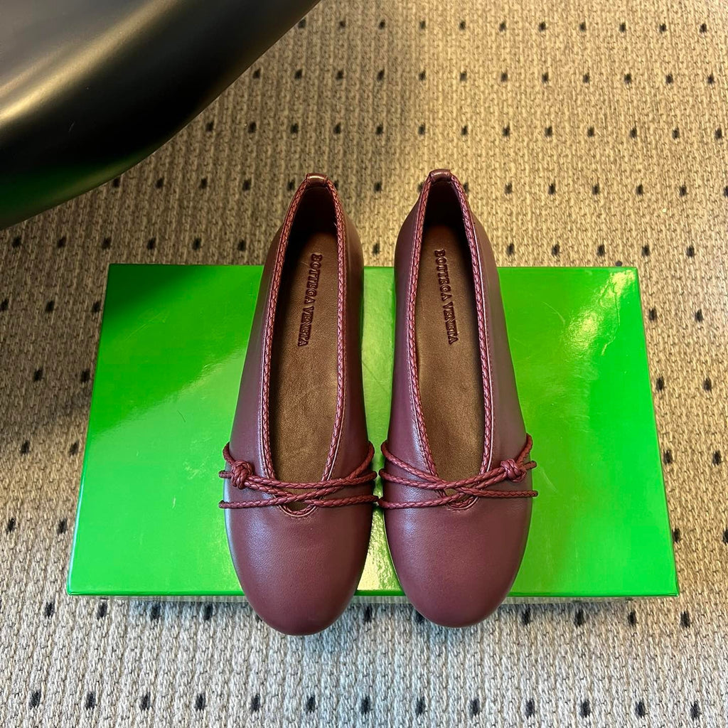 26S ESPADRILLE BALLET FLATS IN DARK RED LAMBSKIN