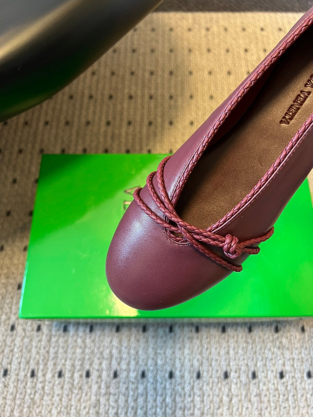 26S ESPADRILLE BALLET FLATS IN DARK RED LAMBSKIN