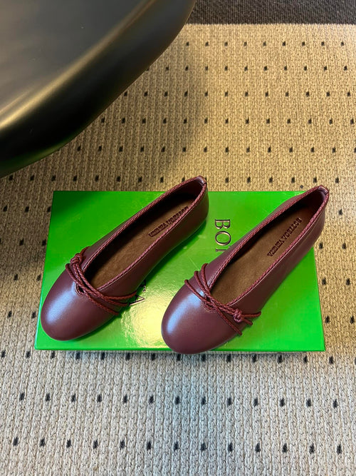 26S ESPADRILLE BALLET FLATS IN DARK RED LAMBSKIN