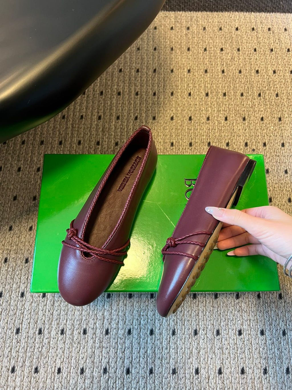 26S ESPADRILLE BALLET FLATS IN DARK RED LAMBSKIN