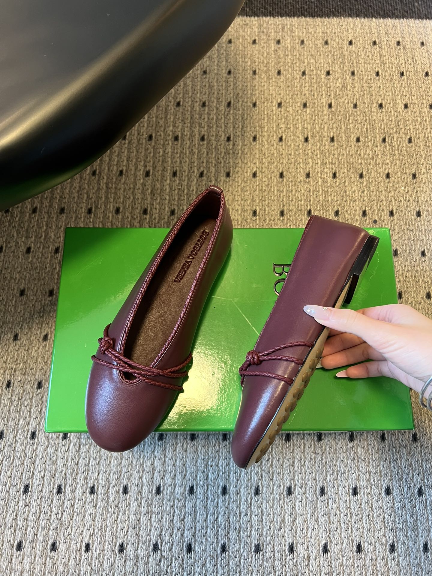 26S ESPADRILLE BALLET FLATS IN DARK RED LAMBSKIN