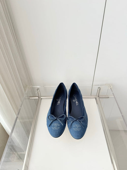 26S BALLET FLATS IN BLUE DENIM WITH BOW