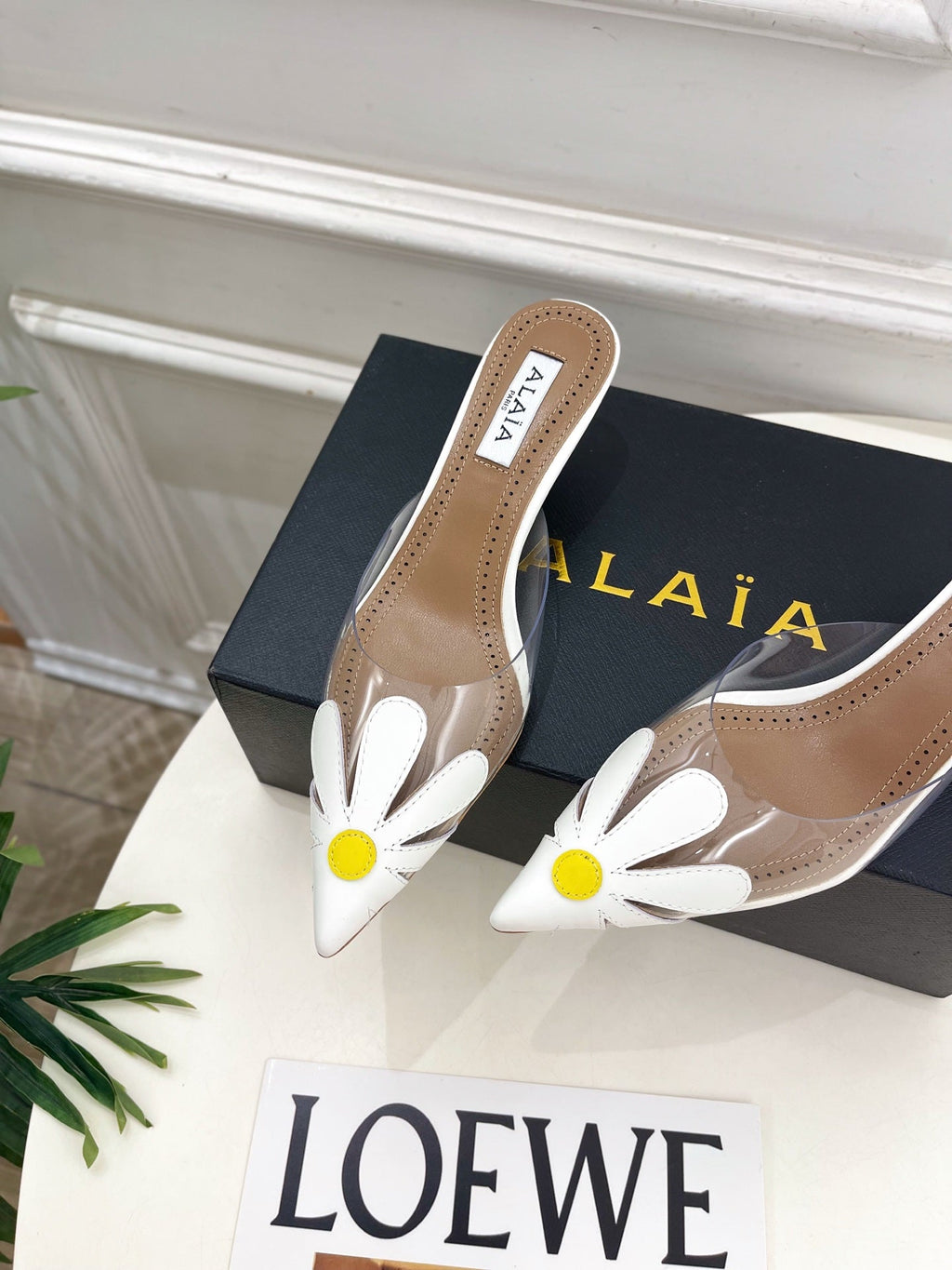 26S MULE HEELS 55 MM IN WHITE LAMBSKIN AND TRANSPARENT PVC
